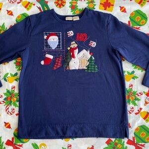 Bobbie Brooks Navy Holiday Long Sleeve Tee